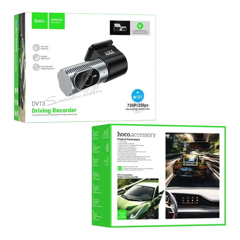 hoco-dv13-screenless-hidden-driving-recorder-packaging