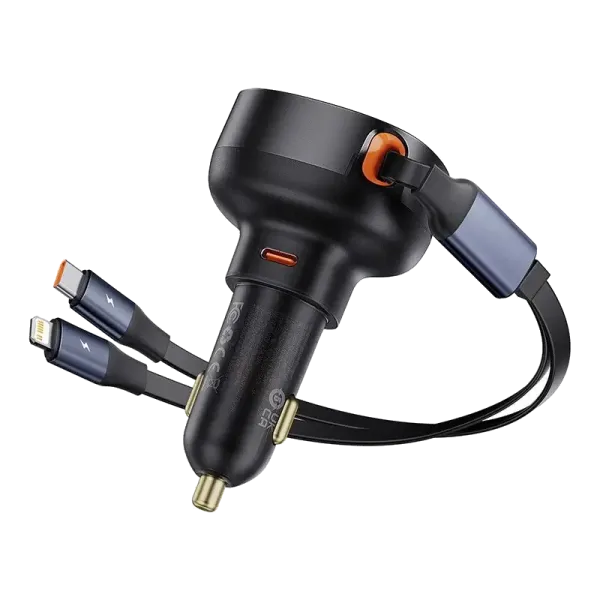 شارژر فندکی 60 وات بیسوس Baseus Enjoyment Pro مدل CCTXP-CCL با کابل جمع‌شونده Type-C و Lightning